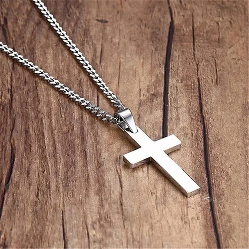 Vista 6 de Sevenfly Collar de cruz para hombre, acero de titanio, grande, con dije de cruz de crucifijo para hombre, joyería para hombres y niños, Zinc, Ópalo