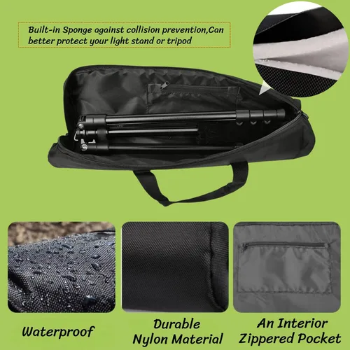 Vista 5 de BLIRITEL Funda de transporte para trípode de 27.6 pulgadas, bolsa de trípode acolchada resistente con correa para el hombro para soporte ligero