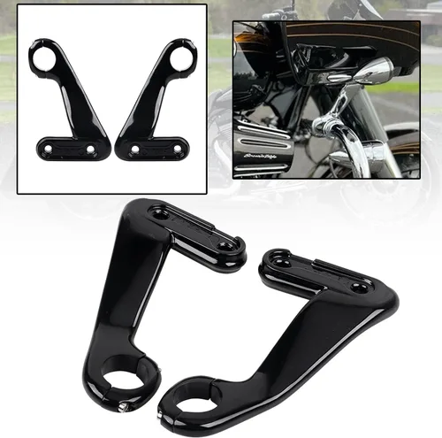 Vista 7 de Soporte de carenado frontal negro brillante de aleación de zinc compatible con Harley Road Glide FLTR Ultra FLTRU Custom FLTRX CVO Ultra FLTRUSE