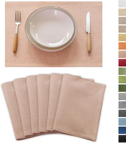 Vista 35 de Demetex - Juego de 4 manteles individuales de mesa de estilo rústico, resistentes al calor, de lino, lavables, de tela, manteles individuales