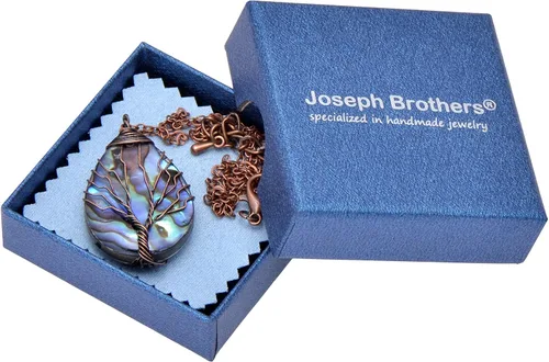 Vista 7 de Hand Wrapped Abalone Shell Tree of Life Pendant Necklace Small, Bronze Wire