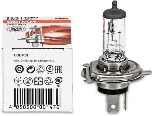 Vista 4 de Osram Bombillas halógenas H4 64193 para faros delanteros, paquete de 2 unidades.