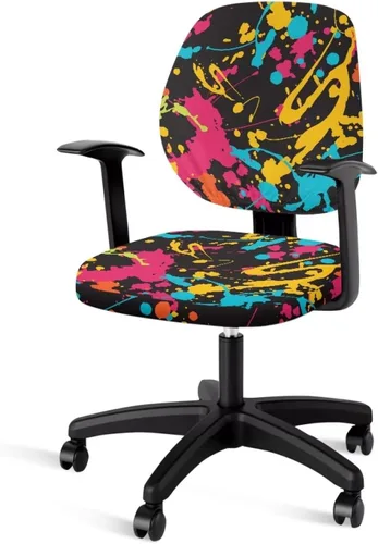 Vista 15 de Funda para silla de oficina de mármol azul, funda para silla de escritorio, sin brazos, fundas para sillas de computadora, 2 piezas, tela elástica