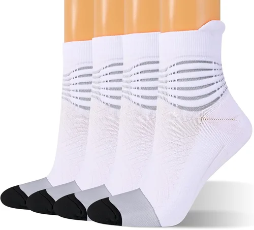 Vista 14 de Calcetines de compresión para el tobillo para mujer, con absorción Coolmax, deportivos y acolchados, alivio de la fascitis plantar, paquete de 2, 3
