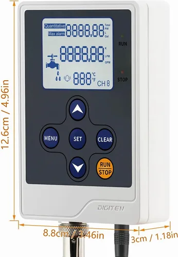 Vista 3 de DIGITEN Control de flujo de agua Pantalla LCD+G1 "medidor de sensor de flujo+válvula solenoide G1"+potencia 12V