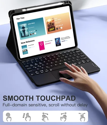 Vista 3 de Harvopu Funda compatible con iPad de 11ª y 10ª generación con teclado, funda tipo folio con soporte para Pencil, trackpad multitáctil