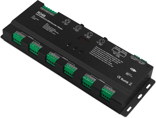 Vista 6 de Controlador LED DMX de alta potencia DMX 512 Decodificador Dimmer Driver DC12V-24V para tira led rgb o luces (1 canal de un solo color (actualizado))