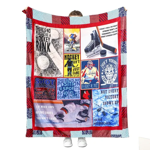 Vista 9 de Manta de hockey, regalos para niños y niños, suave y acogedora ropa de cama de hockey, manta de vellón, regalos de hockey para hombres y mujeres