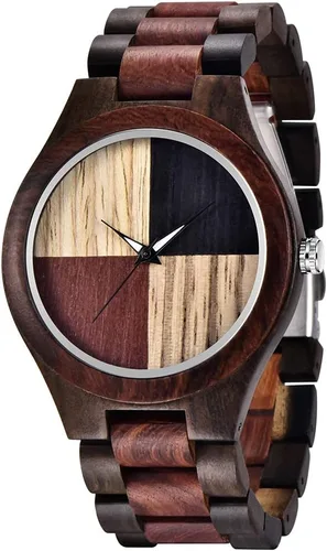 Vista 12 de Wooden Watches for Men Handmade Colorful Bamboo Engraved Wood Watch Analog Quartz Men's Wooden Watch Cus-Q1230