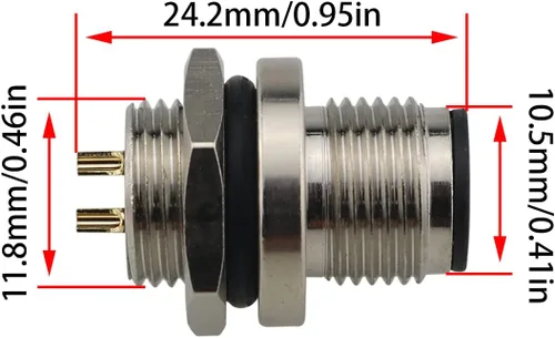 Vista 2 de Conector de montaje en panel de aviación masculina M12, 4 pines, impermeable, panel de chasis, montaje trasero, conector de sensor de zócalo