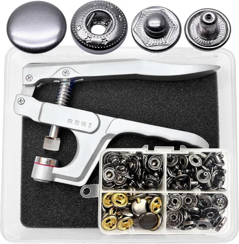 Vista 7 de Juego de 20 broches de cuero, botones metálicos de 0.59 pulgadas para ropa, chaquetas, jeans, pulseras, bolsas