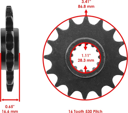 Vista 3 de Caltric Cadena de transmisión de junta tórica roja y piñones compatibles con Honda CBR900RR Fire Blade 1993 1994 1995 Rojo