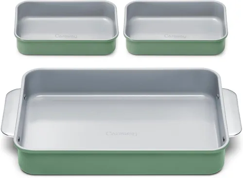 Vista 11 de Caraway Molde rectangular pequeño antiadherente de 9" x 6.5", no tóxico, sin PTFE ni PFOA, núcleo de acero aluminizado, bandeja para hornear