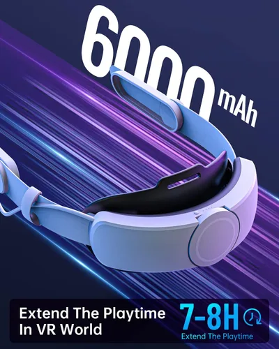 Vista 2 de ToyBag Head Strap with 6000mAh Battery Compatible with Oculus Quest 2, Adjustable Elite Head Strap for Enhanced Support and Extending Game time in VR
