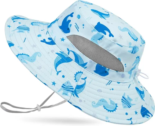 Vista 21 de Sombrero de sol para niñas de 2 a 8 años de malla con protección UV, sombrero de playa plegable para niñas de 2 a 8 años