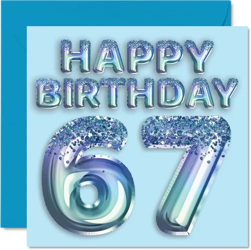 Vista 155 de Stuff4 Tarjeta de primer cumpleaños para niños, globo de fiesta con purpurina azul, tarjetas de feliz cumpleaños para niño de 1 año, nieto, hijo, 57