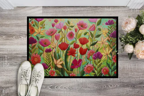 Vista 2 de Caroline's Treasures PPD3024JMAT - Felpudo de 24 x 36 pulgadas, diseño de flores de belleza silvestre, para interiores y exteriores, para entrada