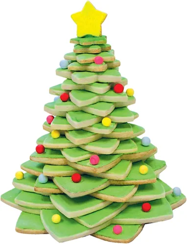 Vista 2 de R&M International Star Tree - Cortadores de galletas para hacer árbol 3D, juego de 10 piezas de plástico