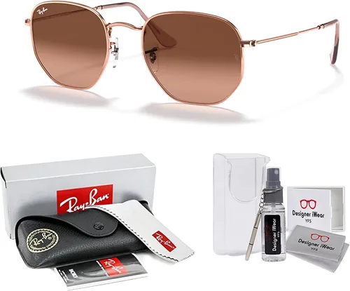 Vista 2 de Ray-Ban RB3548N - Gafas de sol hexagonales 001 de 54 M para hombres y mujeres (grande), paquete con kit de diseñador iWear