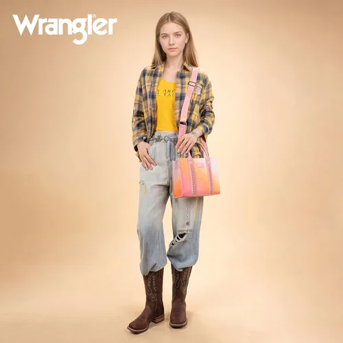 Vista 7 de Wrangler 2pcs Tote Bag Set Braided Rope Top Handle and Classic Tote