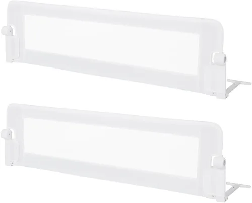 Vista 14 de BABY JOY - Barandillas de cama para niños pequeños, extralargas, protector de cama de seguridad abatible para cuna convertible, barandilla plegable