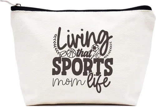 Vista 151 de LIBIHUA Bolsa de maquillaje para mujer, bolsa de cosméticos regalos para ella, bolsa de viaje femenina, Beige, 1 en mi era de Lacrosse Mom
