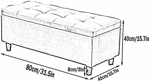 Vista 3 de Caja de almacenamiento plegable otomana rectangular con barra de metal, tela de lino de algodón transpirable, cojín grueso para dormitorio, taburete