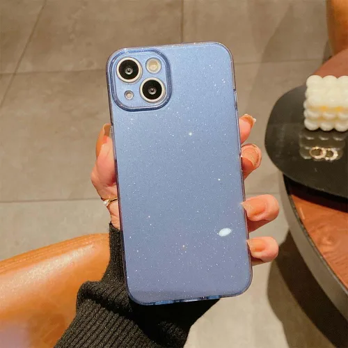Vista 3 de Funda compatible con iPhone 15 Plus con purpurina para mujeres y niñas, funda protectora suave y brillante para iPhone 15 Plus, color azul