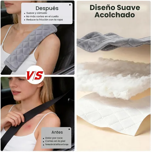 Vista 2 de Amooca Fundas Suaves para Cinturón de Seguridad del Automóvil Almohadillas de Hombro para Cinturón de Seguridad 2 PCS Ajuste Universal para Todos
