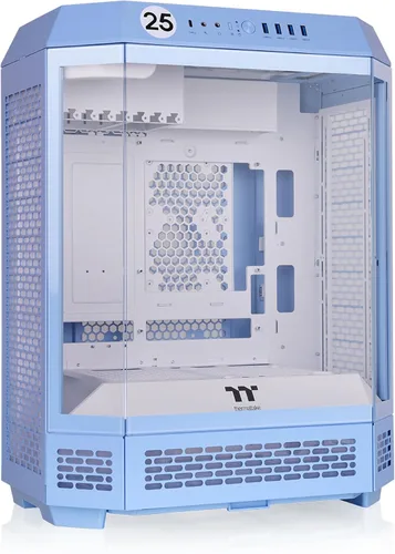Vista 24 de Thermaltake Carcasa ATX Tower 600 negra de media torre; 3 paneles de vidrio templado; soporte de placa base de conector oculto; ranuras PCI-e