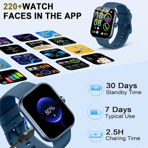 Vista 7 de Smart Watch for Men Women (Answer/Make Call), 1.96"HD Smartwatch with Heart Rate/Sleep Monitor/Pedometer, 113+ Sports Modes, New Fitness Watch IP68