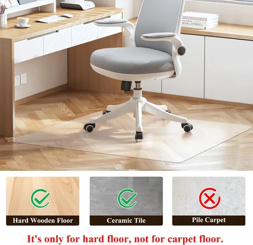 Vista 2 de Alfombrilla para silla de oficina para suelos duros - 45''×53'', protector de suelo transparente de PVC resistente para madera/azulejos