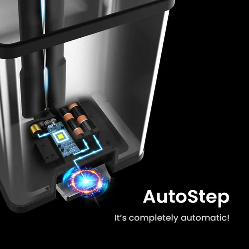 Vista 2 de iTouchless AutoStep - Papelera automática de 13 galones con sistema de filtro de olor y pedal de sensor