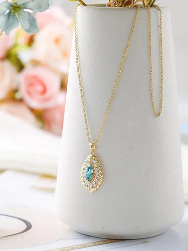 Vista 9 de Colgante ovalado de cristal, collares y pendientes, conjuntos de joyas para mujer chapado en oro