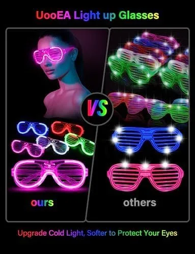 Vista 5 de lamatmo Light up Glasses Led Party Sunglasses - 5 Colors Neon Flashing Glasses, Glow In The Dark Party Favors for Kids Adults