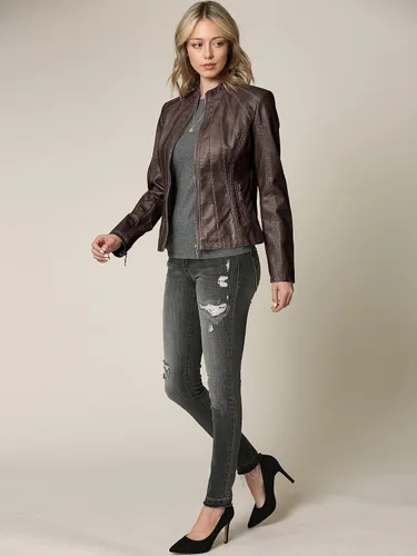 Vista 6 de Lock and Love Chaqueta extraíble de piel sintética con capucha para mujer