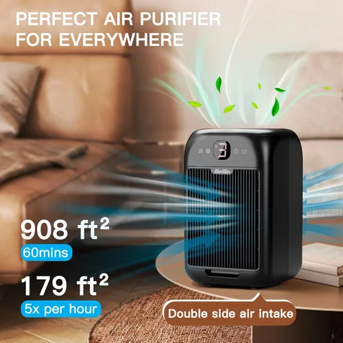 Vista 3 de Aircillin Paquete de 2 purificadores de aire para el hogar, habitación grande de hasta 908 pies cuadrados cada uno, purificadores de aire HEPA