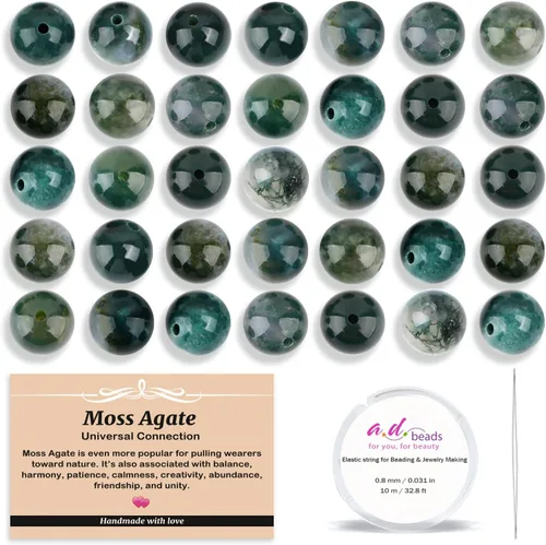 Vista 17 de AD Beads 200 cuentas redondas naturales de 7 chakras de 0.157 pulgadas (0.157 in), piedras preciosas de energía curativa, kit de joyería