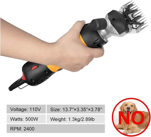Vista 4 de BEETRO Tijeras eléctricas profesionales de ovejas de 500 W, cortadoras de aseo de animales para ovejas, cabras alpacas y más, 6 velocidades de corte
