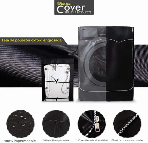 Vista 2 de Cubierta de lavadora, cubierta de lavadora/secadora para máquina de carga frontal impermeable a prueba de polvo (XXL, negro)