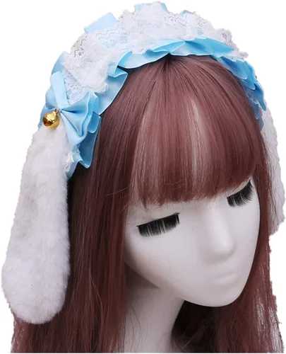 Vista 13 de Faylay Cosplay Girl - Diadema de peluche con orejas de conejo, accesorio para la cabeza 1-BJH