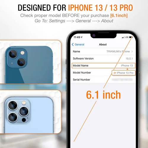 Vista 2 de Trianium Protector de pantalla de vidrio templado diseñado para Apple iPhone 13 (2021) /iPhone 13 Pro (2021), paquete de 3