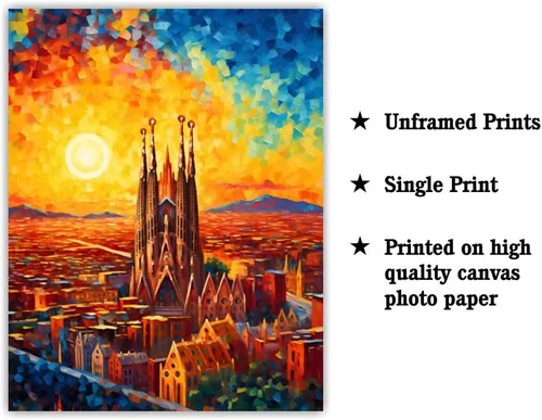 Vista 2 de Bestbuddy Pet 8x10 sin marco noche estrellada inspirada Sagrada Familia Barcelona España sitio histórico católico punto de referencia mundial Europa