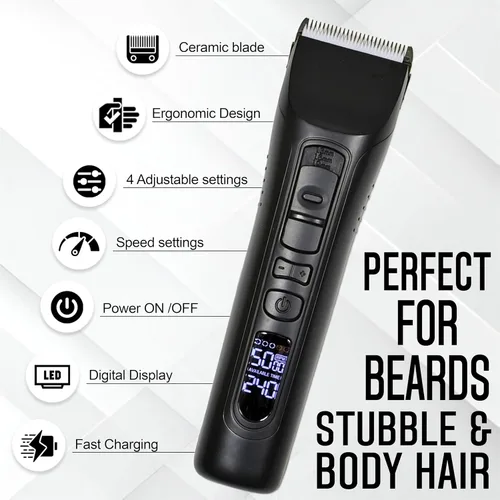 Vista 4 de Brio Beardscape V1 Recortador de barba para hombre profesional con cuchilla de cerámica de baja fricción, recortador de pelo inalámbrico profesional