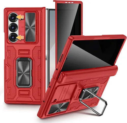 Vista 18 de VEGO Funda para Galaxy Z Fold 4 con Cubierta de Cámara Deslizante y Protección de Bisagra Funda con Protector de Pantalla Soporte Magnético de 360°