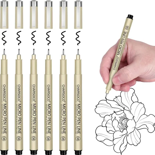Vista 16 de XS Micro Pen, paquete de 6 bolígrafos negros de punta fina con tinta de archivo impermeable, bolígrafos de tinta fina de 0.039-0.079 in