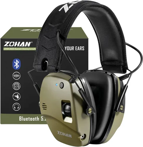 Vista 11 de ZOHAN 035 Orejeras de protección auditiva Bluetooth 5.4 para tiro con cancelación activa de ruido y amplificación de sonido, NRR 22dB para campo