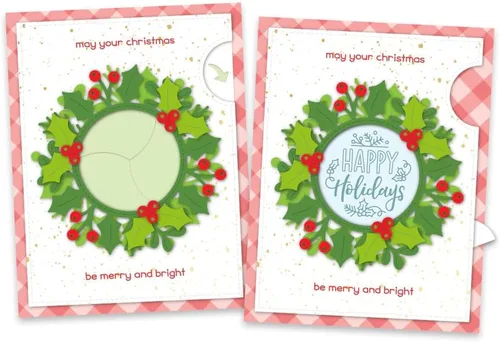 Vista 2 de Lawn Fawn LF3253 Magic Iris Holly Wreath Add-On Troqueles