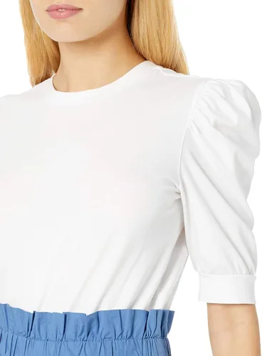 Vista 3 de The Drop Mariko - Camiseta elástica con cuello redondo y manga abullonada para mujer