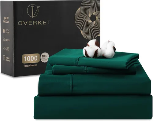 Vista 17 de Sábanas de algodón egipcio tamaño matrimonial de 1000 hilos, tejido satinado, suave, transpirable, bolsillo profundo de 16 pulgadas, 4 piezas
